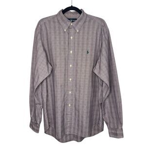 Polo Ralph Lauren Men’s Large 16 1/2 Classic Fit Button Down Shirt Purple Plaid